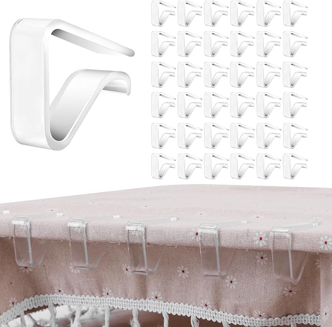 36 Pieces Clear Tablecloth Clips, Durable Plastic Table Cover Holders, Windproof Transparent Clamps for Securing Tablecloths Indoor Outdoor Party, Wedding, Christmas Event, Picnic, Camping (36, Small)
