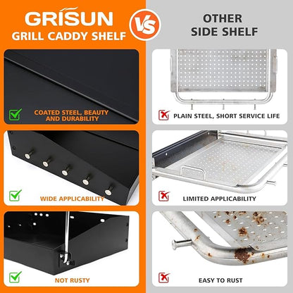 GRISUN Adjustable Grill Side Shelf - Folding Prep Table for Pit Boss 540/700FB, Camp Chef & Char Griller and Dyna-Glo
