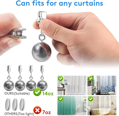 10 Pack Shower Curtain Weights, Prevent Curtain Liner from Blowing Around, Stainless Steel Shower Liner Weights Clip Down Curtain, Garden Flags Tablecloth