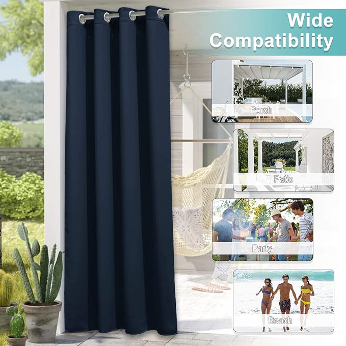 NICETOWN 2 Panels Exterior Blackout Outdoor Curtains - Image 6