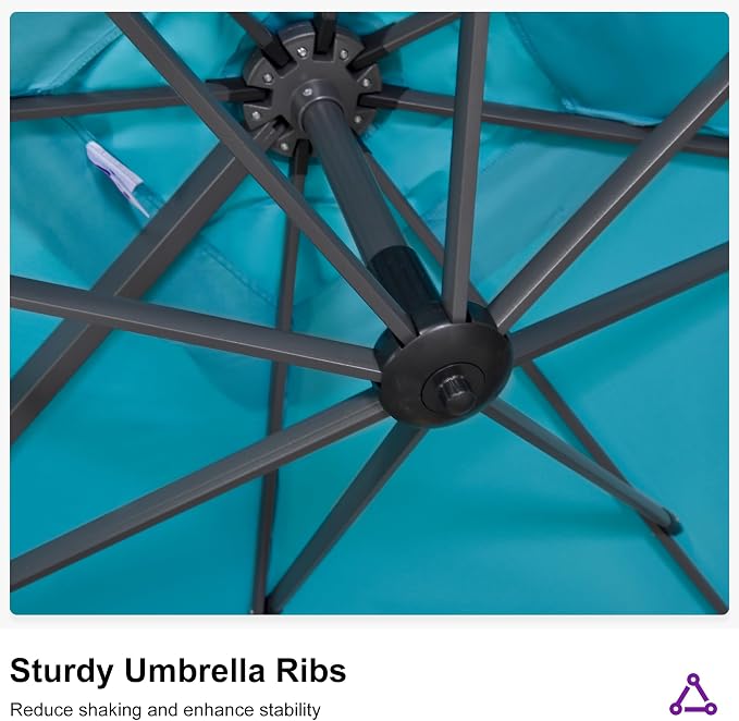 PURPLE LEAF Patio 11.5' x 11.5' Telescopic Umbrella - Image 8