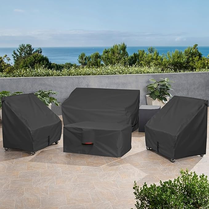 Porch Shield Patio Fire Pit Cover - Waterproof 600D Outdoor Rectangular Fire Table Cover Deck Box Protector - 52 x 30 inch, Black