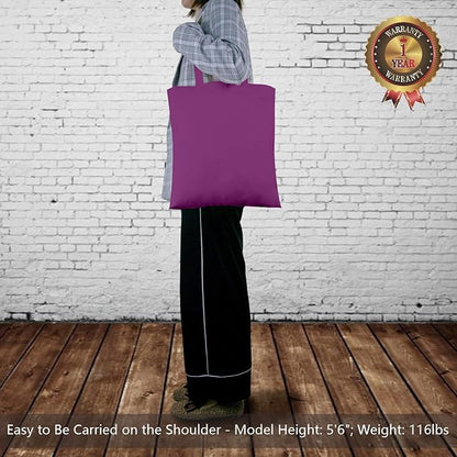 TOPDesign 12-Pack Economical 16"x15" Purple Cotton Tote Bag, Lightweight Medium Reusable Grocery Shopping Cloth Bags, Suitable for DIY, Advertising, Promotion, Gift, Activity