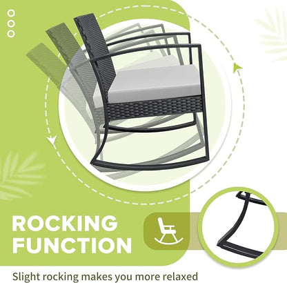 Homall Patio Furniture Set 3 Piece Resin Outdoor Bistro Set Rocking Patio Chairs - Image 4