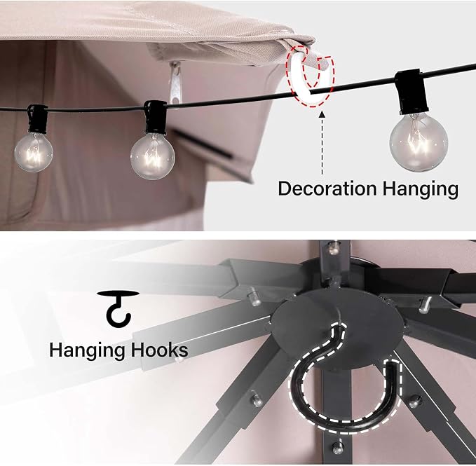 10'x20' Outdoor Gazebo with 100FT String Lights, Metal Heavy Duty Patio Canopy - Image 4