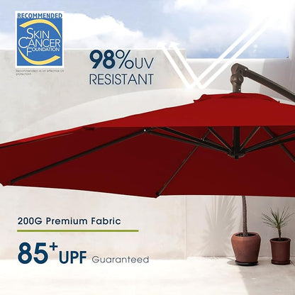 wikiwiki 10ft Patio Umbrellas Offset Outdoor Cantilever Hanging Umbrella - Image 3