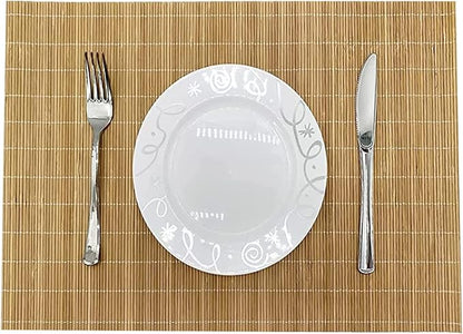 ANDSTAR Set of 2 Pcs Bamboo Placemats Sushi Rolling Mat Japanese Style Natural Anti-Slip Bamboo Placemats Washable Heat-Resistant Table Mats for Dining Room and Kitchen（Brown）