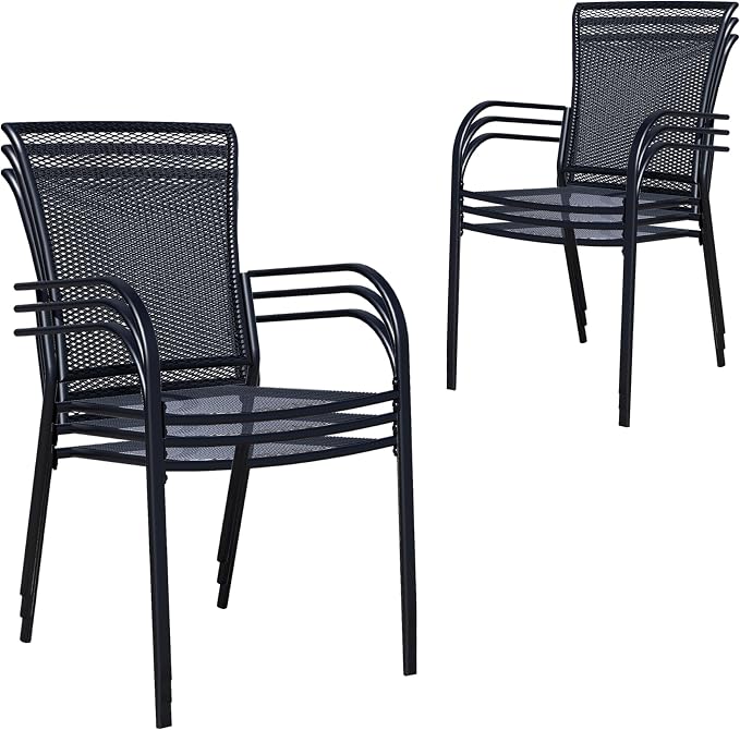 Patio Dining Chairs Set of 6, Metal Mesh Patio Furniture Set by Home