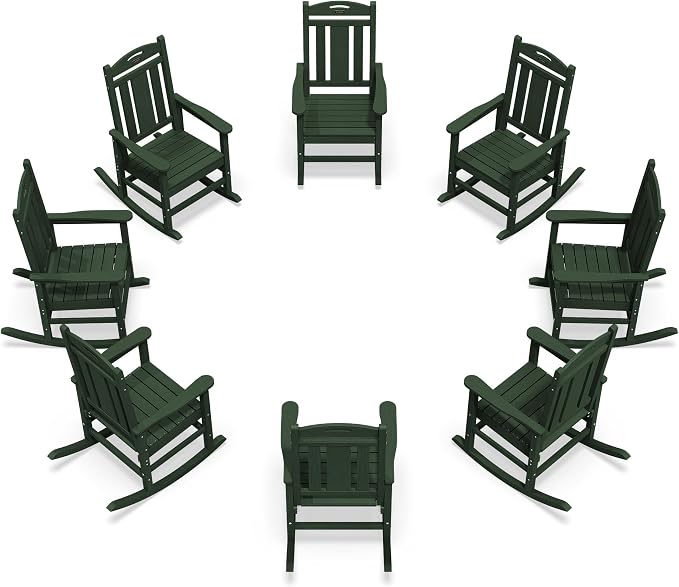 Oversized Outdoor Rocking Chairs Set of 8, 380lbs Heavy-Duty Large Patio Rocker by CIOKEA
