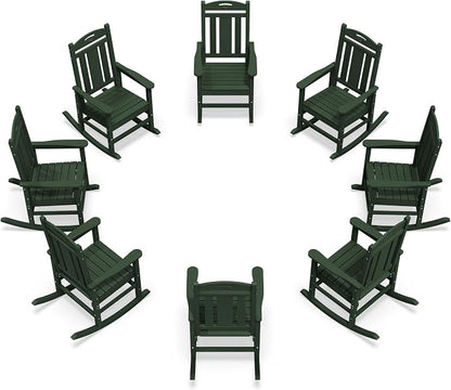 Oversized Outdoor Rocking Chairs Set of 8, 380lbs Heavy-Duty Large Patio Rocker by CIOKEA