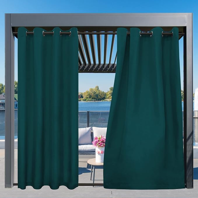 Easy-Going Outdoor Curtains for Patio 1 Panel, 54x108 inch, Teal | Waterproof - Image 3