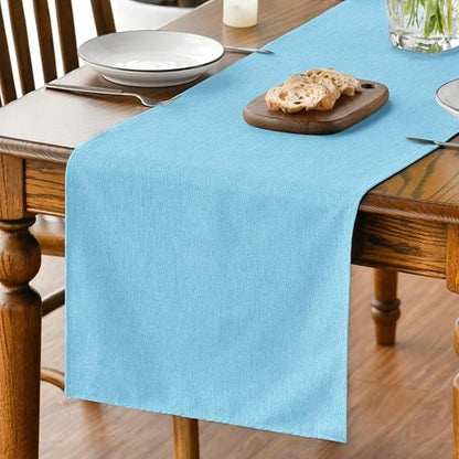 Artoid Mode Light Blue Table Runner, Seasonal Summer Washable Kitchen Dining Table Decoration for Home Party Decor 13x72 Inch