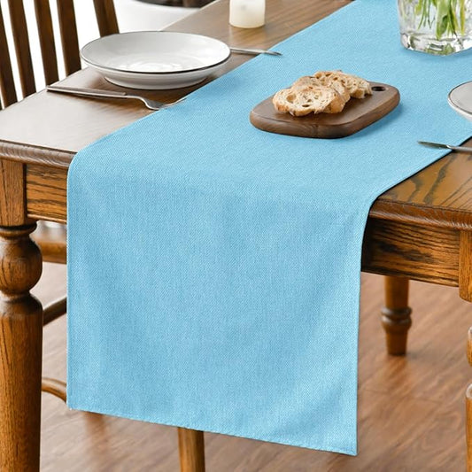 Artoid Mode Light Blue Table Runner, Seasonal Summer Washable Kitchen Dining Table Decoration for Home Party Decor 13x72 Inch
