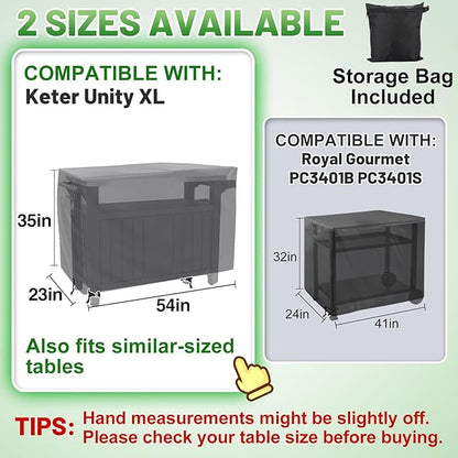 PAMASE Outdoor Dining Cart Cover - 54"L*23"W*35"H Grill Covers for Keter Unity XL Portable Cabinet Bar, Heavy Duty Waterproof BBQ Food Prep Table Serving Worktable Metal Movable Station