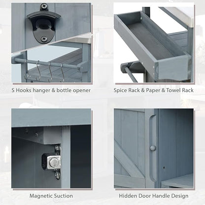 50.25" W Grill Cart with Stainless Steel Tabletop - Outdoor Storage Cabinet for BBQ, Bar Patio Kitchen Island with Ample Storage and Lockable Wheels