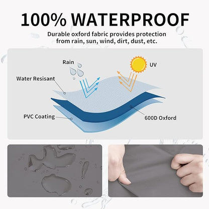 Easy-Going Outdoor Ottoman Cover, Waterproof Patio Ottoman Cover, Heavy Duty Outdoor Furniture Cover with Padded Handles (33"x33"x17", Gray/Black)