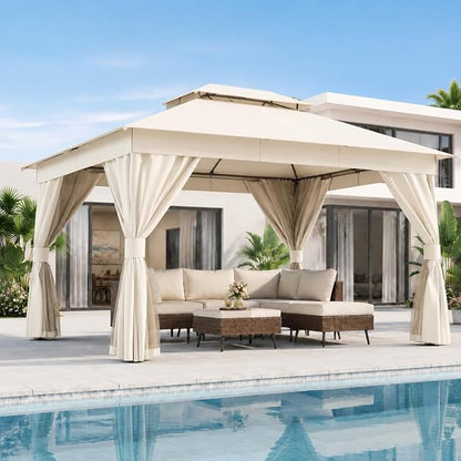 10'x12' Outdoor Gazebo, Heavy Duty Metal Frame Patio Canopy by LAUSAINTHOME