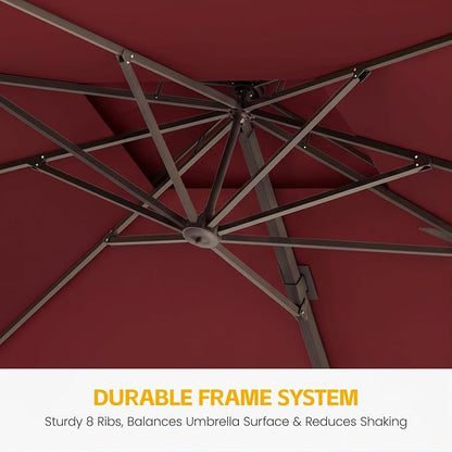 10x10 FT Patio Cantilever Umbrella, Rectangular Heavy Duty Offset Umbrella - Image 5