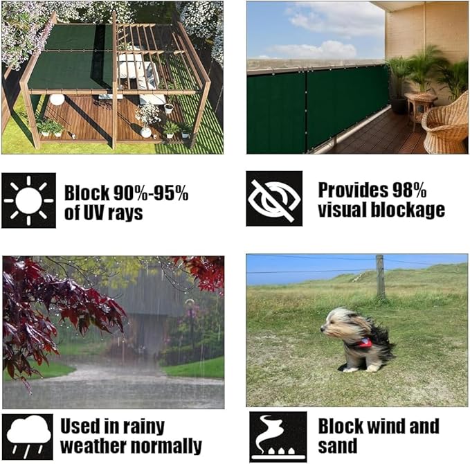 Petgrow Fence Privacy Screen 3FT X 91FT– Heavy Duty (HDPE) Outdoor Shade Mesh Cloth, 90% Blockage Fencing Shade Net Cover for Garden, Backyard, Balcony & Swimming – UV Protection, Windproof