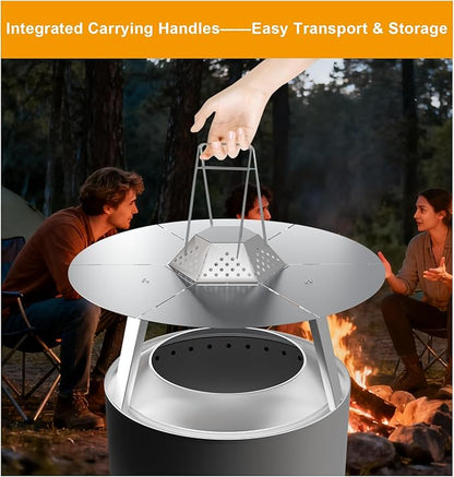 Heat Deflector for Solo Stove Bonfire 19.5",304 Stainless Steel Heat Diffuser with Handle&Legs,Heat Radiation for Wider Warmth Area,Compatible with Bonfire 19.5"Outdoor Fire Pits,for Camping,Backyard