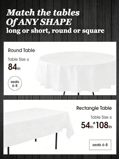 Pureegg Disposable Plastic Tablecloth 12 Pack - 54x108 Inch Rectangle White Table Cloths, Leakproof & Sturdy Plastic Table Cover for Party, Picnic, Wedding, Decorative Events