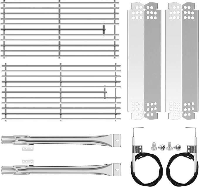 Grill Parts for Nexgrill Replacement Parts 2 Burner 720-0864 720-0864M,Stainless Cooking Grate,Heat Shield,Burner Kit for Megamaster 720-0864MA Grill Grates Replacement Parts kit for nexgrill grates