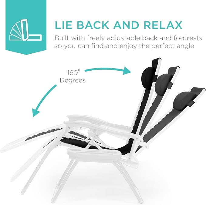 Best Choice Products Set of 2 Adjustable Steel Mesh Zero Gravity Lounge Chair - Image 4