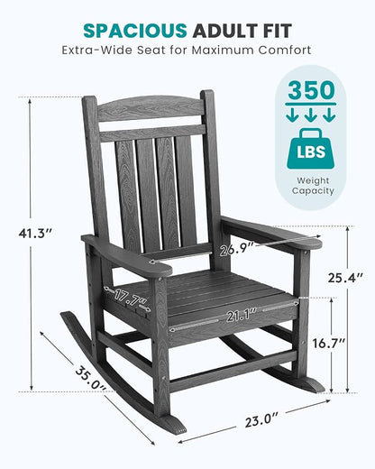 SERWALL Outdoor Rocking Chair Set of 2, Oversized Patio Rocking Chair, Yard | - Image 3