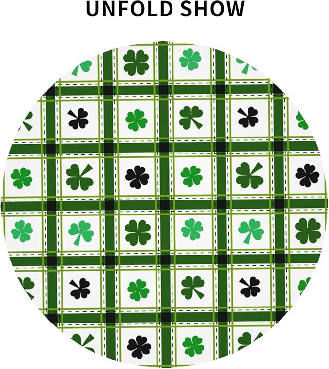 St Patrick's Day Round Tablecloth - St. Patrick's Day 60 Inch Waterproof Rustic Table Cloth Fabric Farmhouse Stripe Tablecloth Decorative for Picnic Party Holiday Home Indoor Outdoor