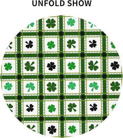 St Patrick's Day Round Tablecloth - St. Patrick's Day 60 Inch Waterproof Rustic Table Cloth Fabric Farmhouse Stripe Tablecloth Decorative for Picnic Party Holiday Home Indoor Outdoor