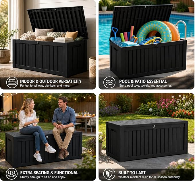 260 Gallon Resin Deck Box, Outdoor Toy Storage Box, Package Delivery Box - Image 5