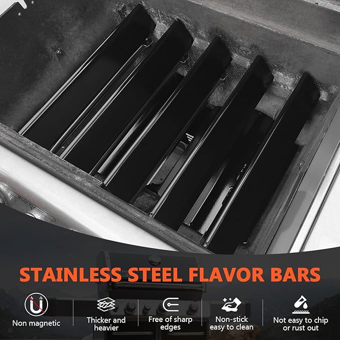 QuliMetal 17.5" Porcelain Enameled Flavorizer Bars for Weber Genesis 300 Series– Compatible with Genesis E310, E320, E330, S310, S320, S330 (Front Control Knobs), Replacement for Weber 7620, 7621