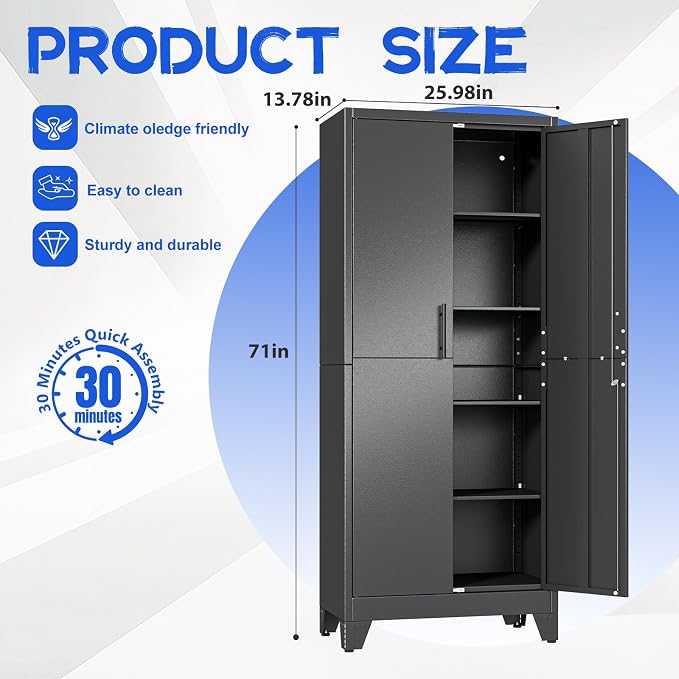 GAIOUS Tall Metal Storage Cabinet - Image 2