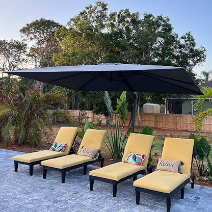 PURPLE LEAF Patio Umbrella 9' x 11.5' Rectangle 360° Rotation Light Grey | More - Image 2