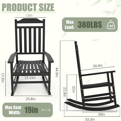 EFU Outdoor Rocking Chairs Set of 2, All Weather Rocking Chair | Sturdy & - Image 2