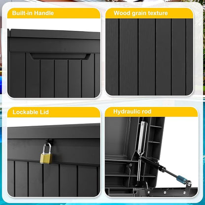 Deck Box - 280 Gallon Large Outdoor Storage Box, Waterproof Weatherproof Resin - Image 4