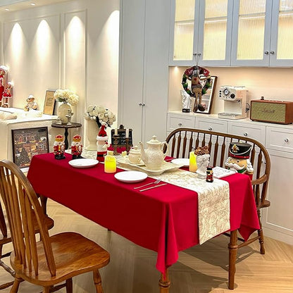 Rectangle Christmas Tablecloth, Waterproof Washable Luxurious Wool Velvet Table Cloth, Rectangle Table Cover for Kitchen, Dining, Party, Holiday (72''x54'', Red)