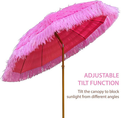 AMMSUN 7.5ft Hula Thatched Hawaiian Tiki Patio Beach Umbrella - Image 2