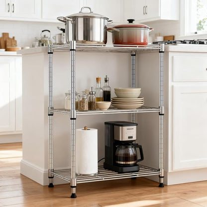 M MZG 450 lbs Wire Storage Shelving 3-Tier Utility Shelving Unit Steel - Image 6