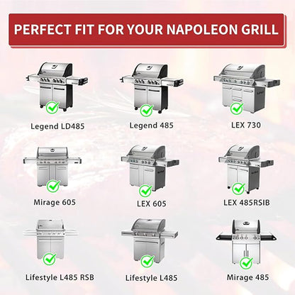 Grill Replacement Parts for Napoleon LEX 485/605/730 LE LD485 Series, Napoleon S81001, Flame Tamer and Burner for Napoleon Grill Parts Accessories, Heat Plate Shields Tents, 4-Pack