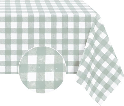 Romanstile Rectangle Vinyl Tablecloth, 100% Waterproof Checkered Plastic Table Cloth, Heavy Duty Buffalo Gingham Table Cover for Dining, Camping, Picnic, Outdoor - 54 x 108 Inch, Light Grey