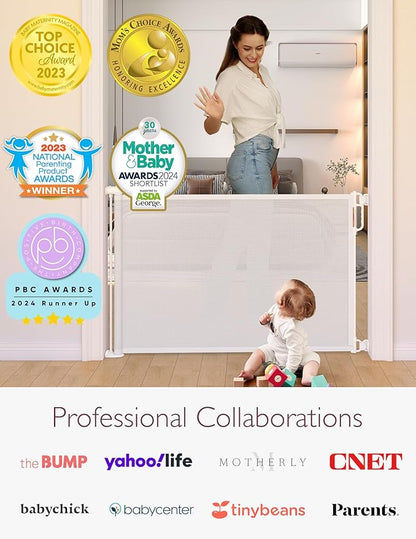 Momcozy Retractable Baby Gate, 33" Tall, Extends up to 55" Wide, Child Safety Baby Gates for Stairs, Doorways, Hallways, Indoor, Outdoor