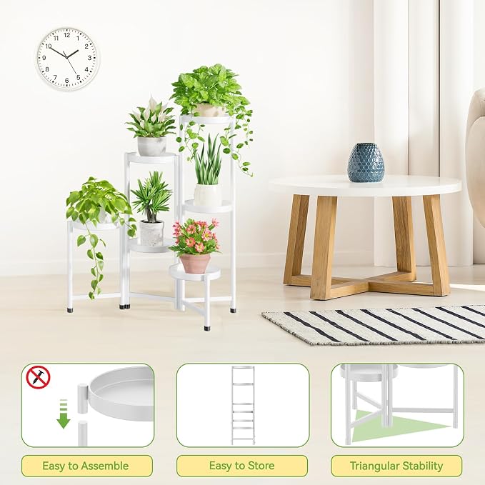 iDavosic.ly Plant Stand Indoor Outdoor, 6 Tier Metal Corner Shelf, Folding - Image 5