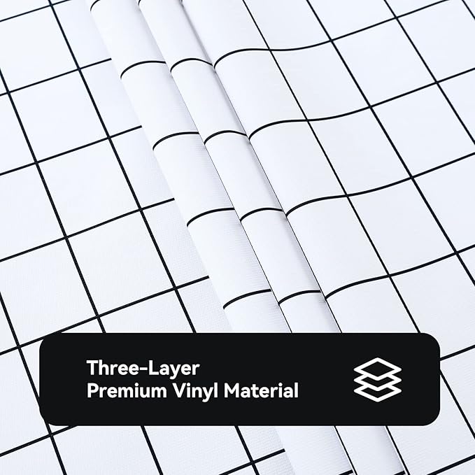 Romanstile Square Vinyl Tablecloth, 100% Waterproof Oil-Proof Checkered Plastic Table Cloth, Heavy Duty Wipeable Table Covers for Dining, Camping, Picnic, Outdoor - 54 x 54 Inch, White