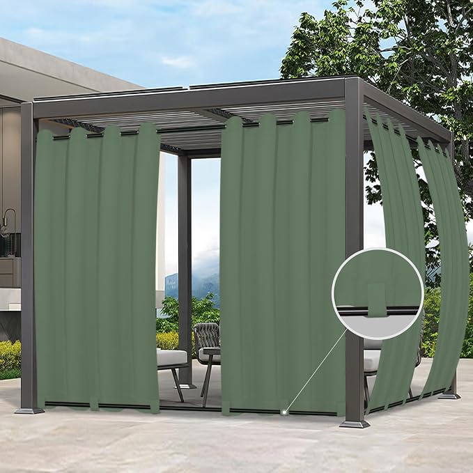 Easy-Going Outdoor Curtains for Patio 1 Panel, 54x84 inch, Sage Green | by Easy-Going
