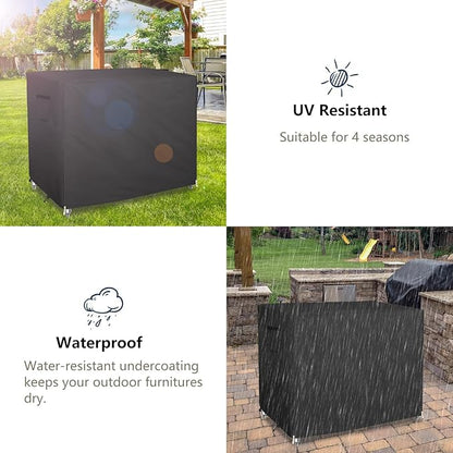 Bitubi 48 Inch Outdoor Prep Table Cover with Split Zipper, Heavy Duty Waterproof Stainless Steel Prep & Work Table Cover for Patio Table - 48''L x 30''W x 35''H (Black)