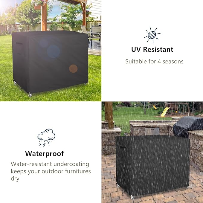 Bitubi 48 Inch Outdoor Prep Table Cover with Split Zipper, Waterproof Stainless Steel Prep & Work Table Cover for Patio Table - 48''L x 24''W x 35''H (Black)