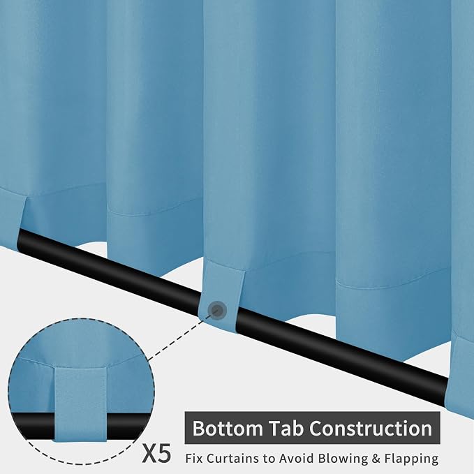 Easy-Going Outdoor Patio Curtains 2 Panels, 110x120 inch, Sky Blue | Privacy - Image 3