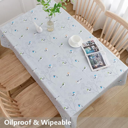 TruDelve Heavy Duty Vinyl Tablecloth Rectangle Plastic Table Cloths Waterproof Oilcloth Tablecloths Outdoor Picnic Table Cloth (72'' x 54'', Birds-1)
