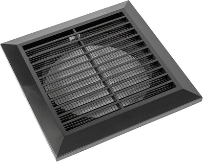 Black 5'' Inch Ventilation Grille - Inside/Outside use - (Flange 4.9''Ø/Cover 6.7''x6.7'') - Air Vent Louver - Exhaust Hood - Available 3 Sizes / 4 Colors.